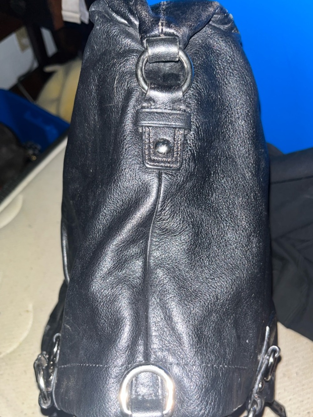 Coach Black Leather Shoulder Tote with Polished Hardware - Picture 6 of 6